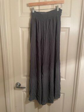 Oh La Luxe Gray Wide Leg Flowy Pants Smocked Waist